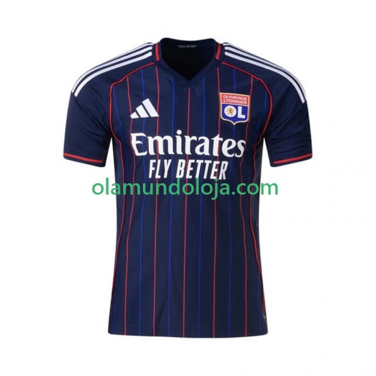Camisola Olympique Lyonnais Homem Equipamento Segundo 2025-2026 Manga Curta